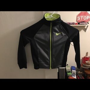 Nike Boys 3T Black and Neon Green ZIP UP